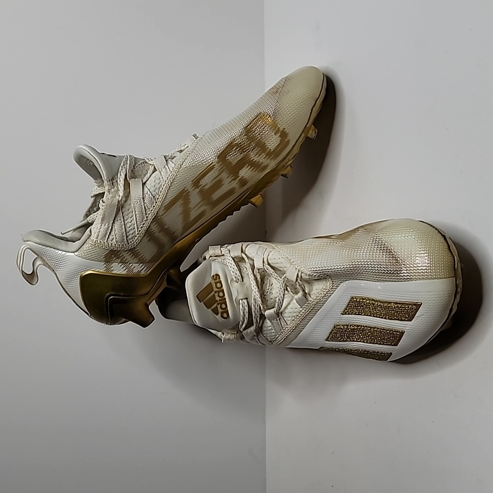 Adidas Adizero Football Cleats 9 mens FX4237 white gold metallic